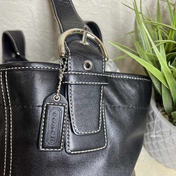 Vintage Coach Black Leather Soho Handbag Shoulder Purse M05D-9544 - Picture 4 of 12